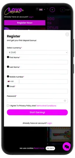 LoveCasino Registration